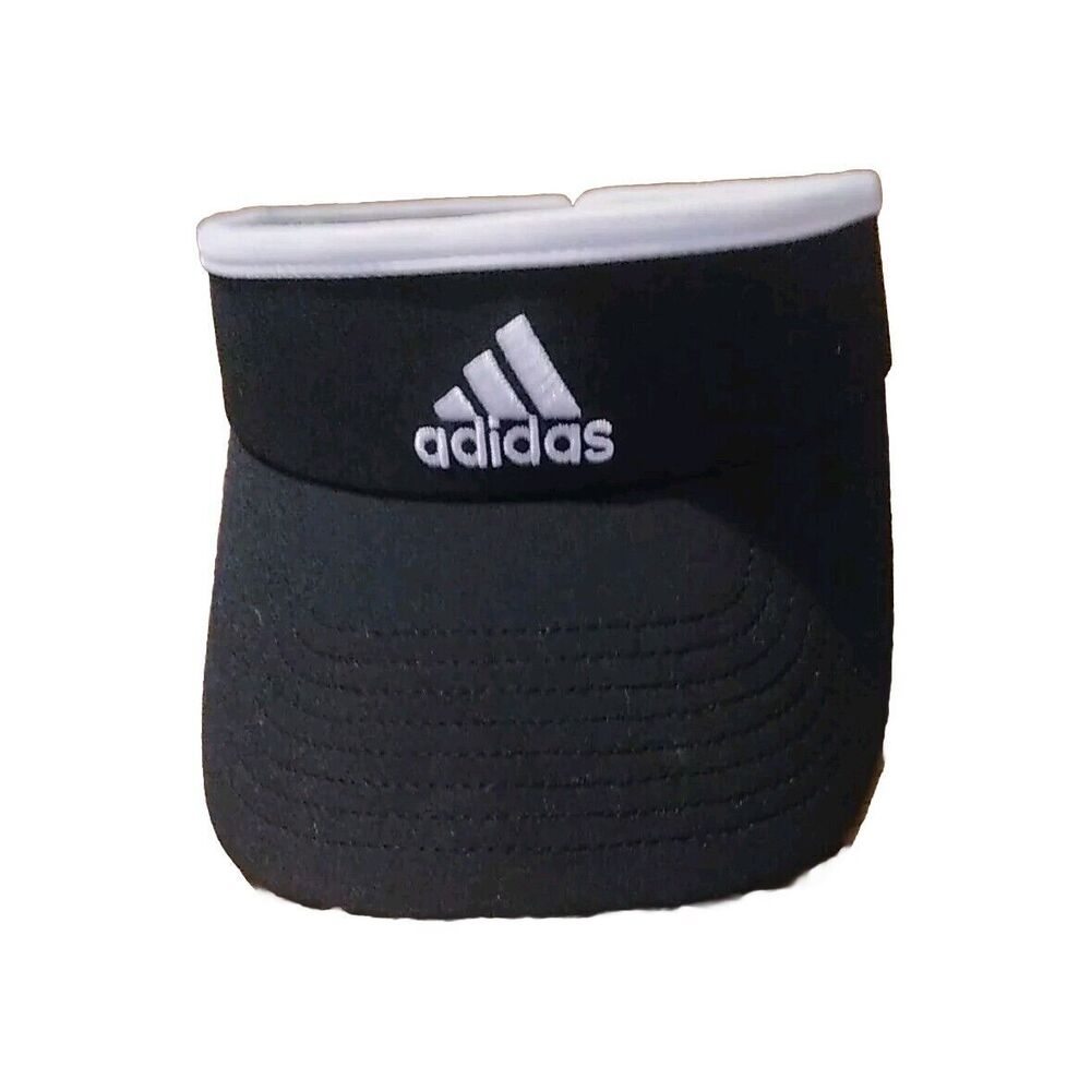 New Adidas Aeroready Womens Black w/ White 3 Stripe Workout Tennis Golfing Visor